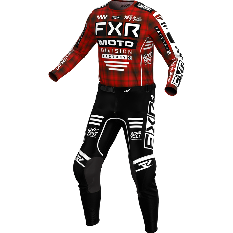 FXR Youth Podium MX Kit 24 Red Plaid/Black
